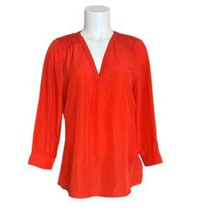 41 Hawthorn Women's Red V-Neck Pullover Long Sleeves‎ Blouse Top Size M